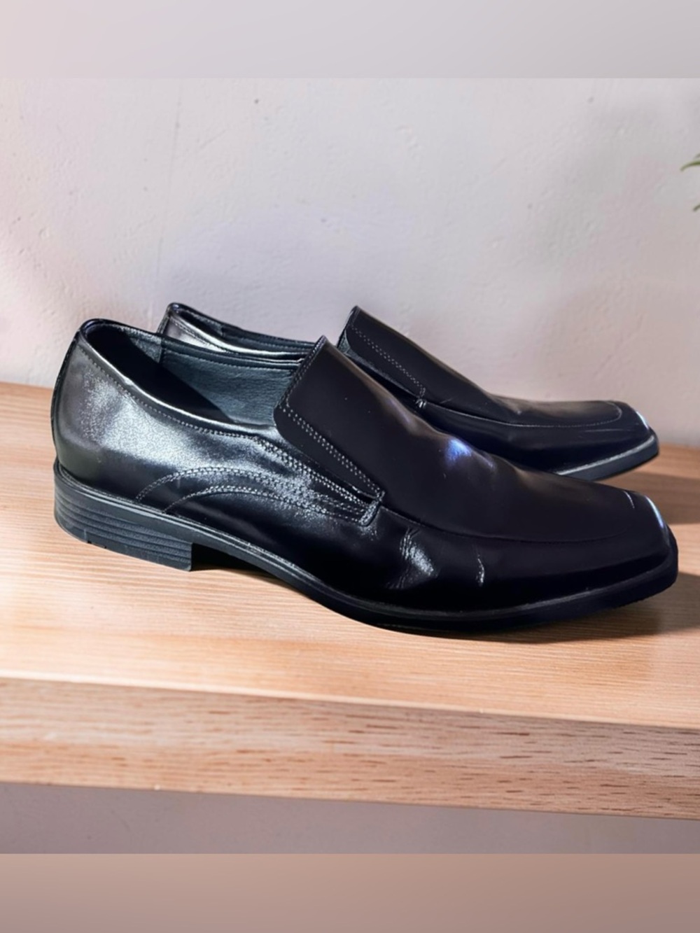 Stacy Adams Men's Dress Shoes Cassidy Square Toe Slip On Black Leather Size 9.5